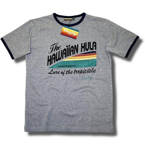 Dunlop Retro Tipped Crew Neck Hawaiian Hula T Shirt Grey Marl Preview